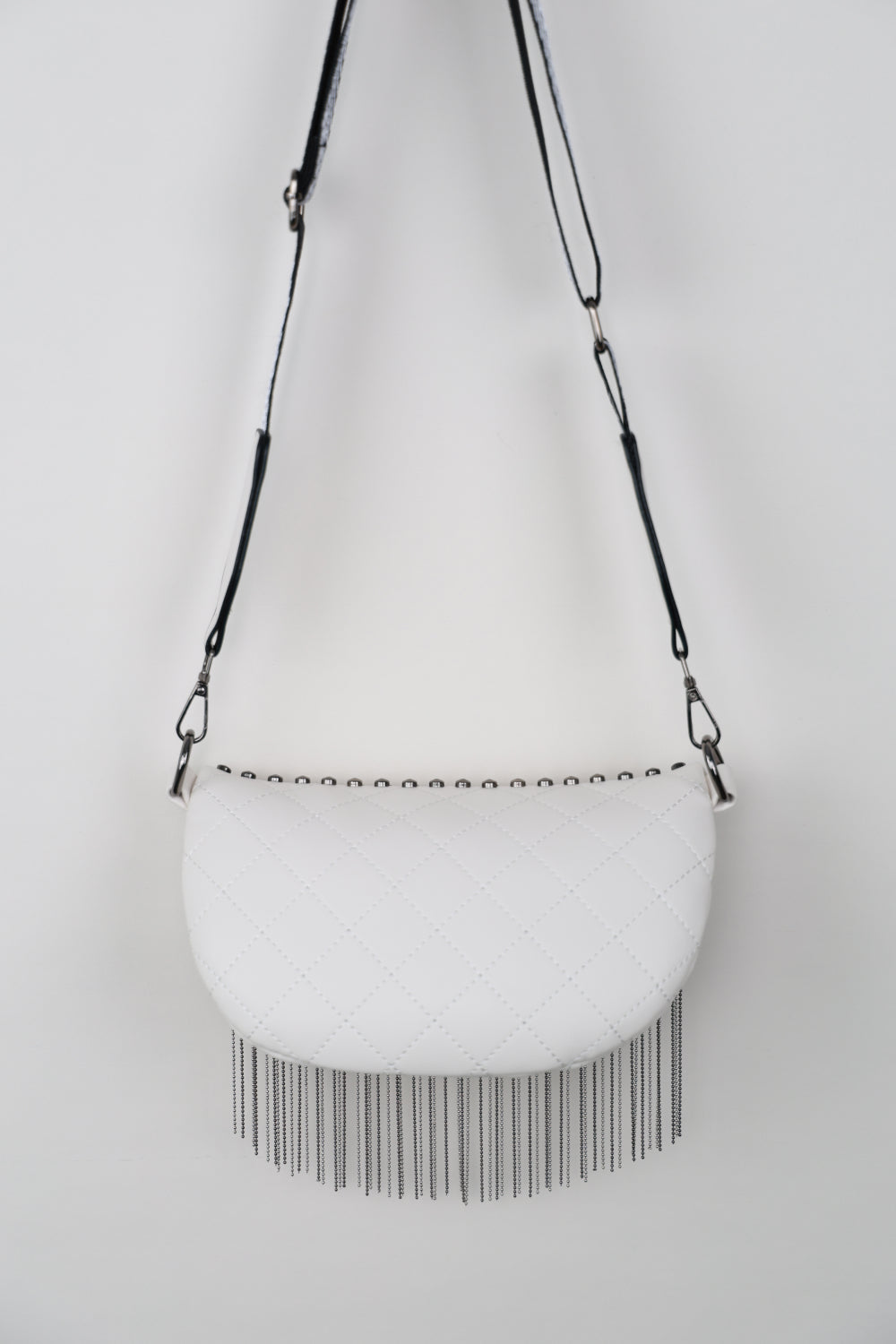 PU Leather Studded Sling Bag with Fringes