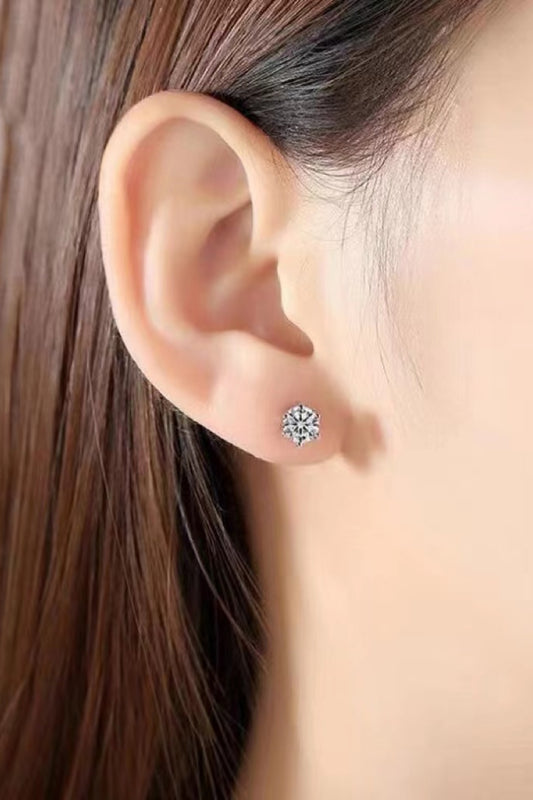 1 Carat Moissanite 6-Prong Stud Earrings