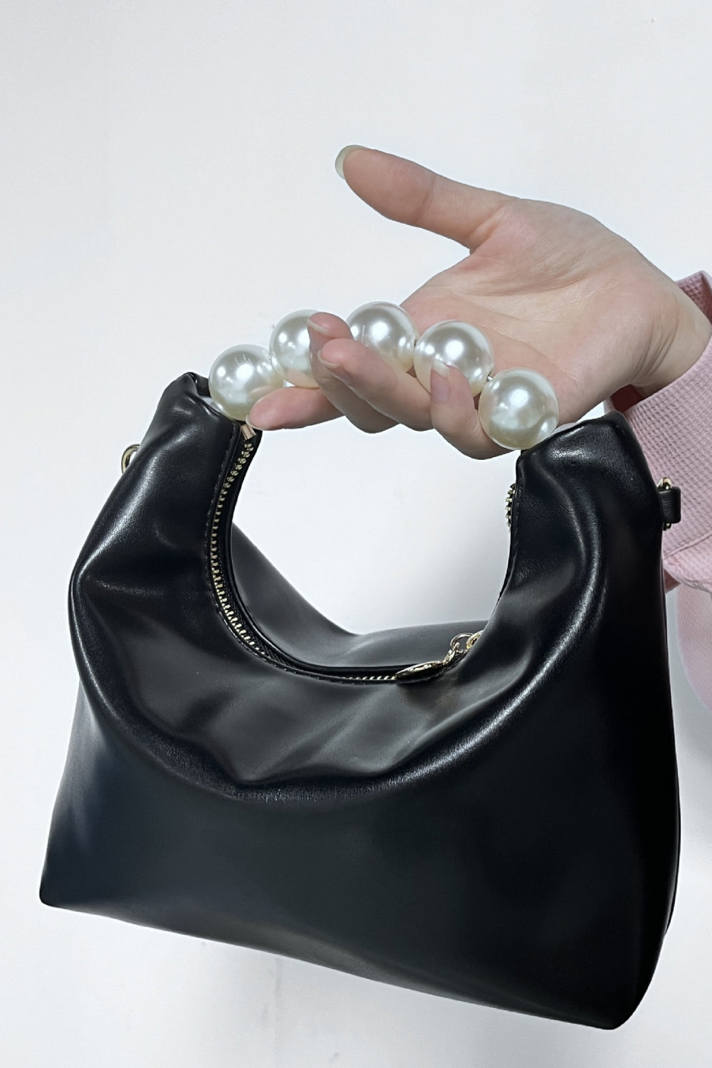 PU Leather Pearl Handbag